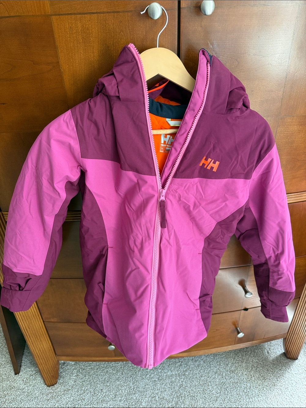 Helly Hansen Girls' Two-Tone Magenta and Pink Hooded Jacket